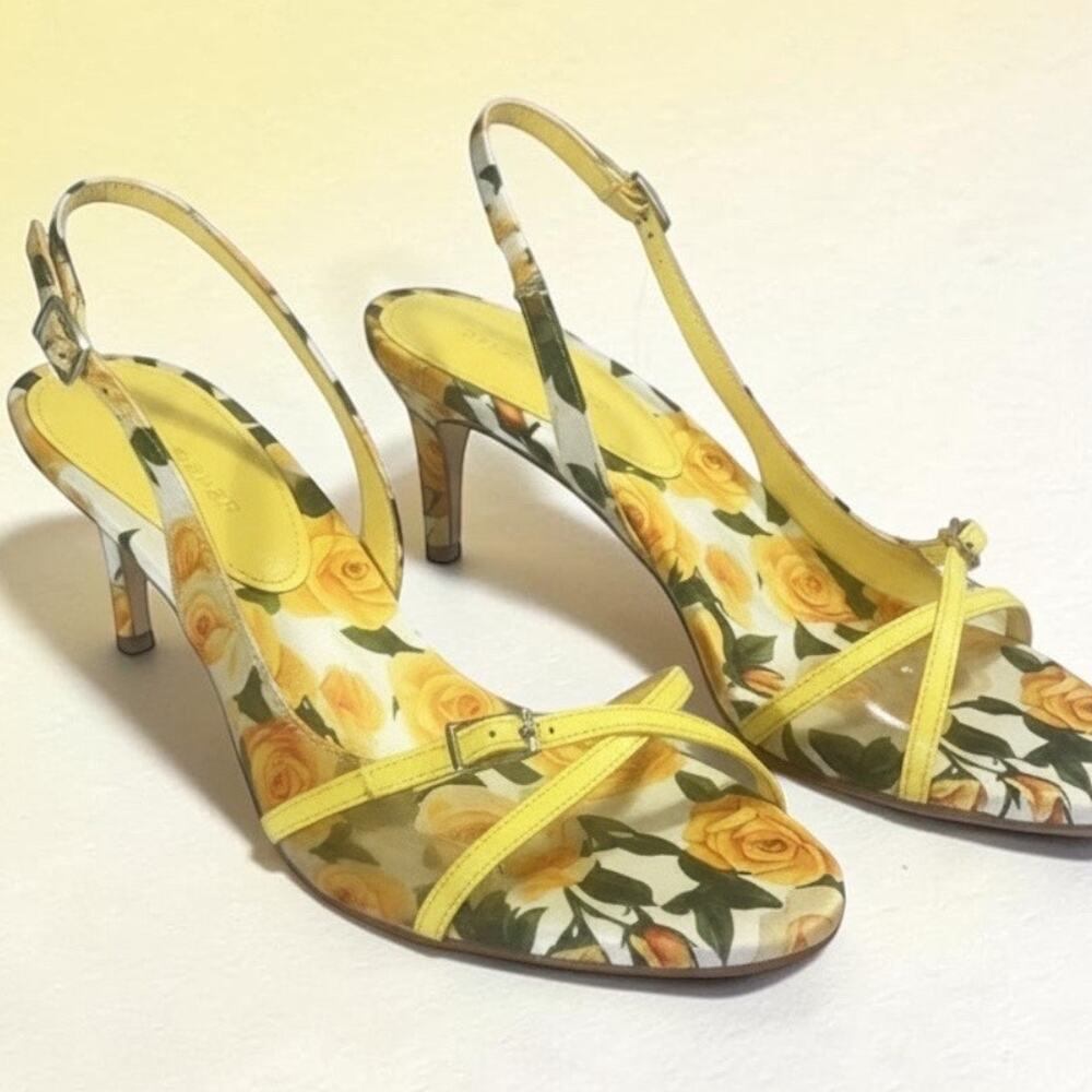 Marc Fisher Yellow Rose Sling Backs Textile/Man Made Uppers Size 8.5M NWOB